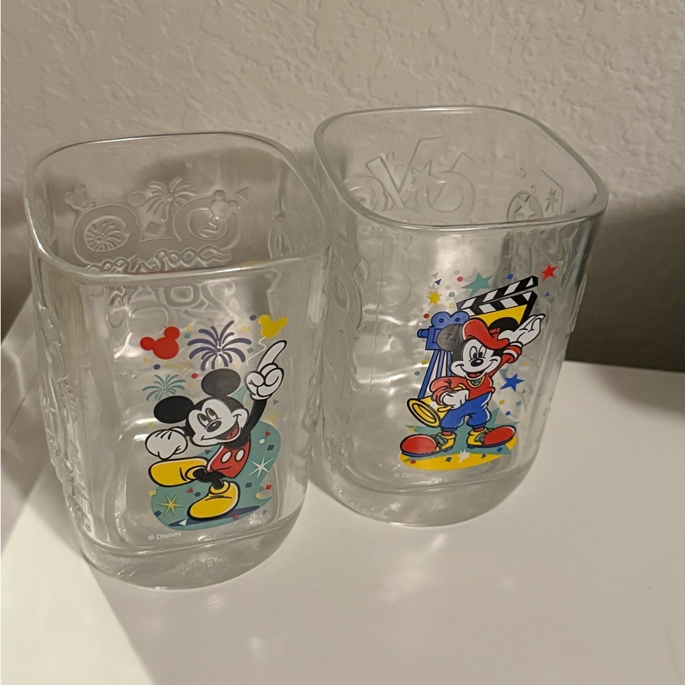 McDonalds Disney MILLENIUM Square Glasses Set of 2- Vintage 2000 Collectible!